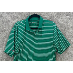 Ralph Lauren RLX Shirt Mens Large Green White Stripe Short Sleeve Golf Polo